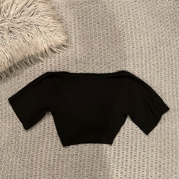 UO Black Tie-Front Top - Picture 3 of 4